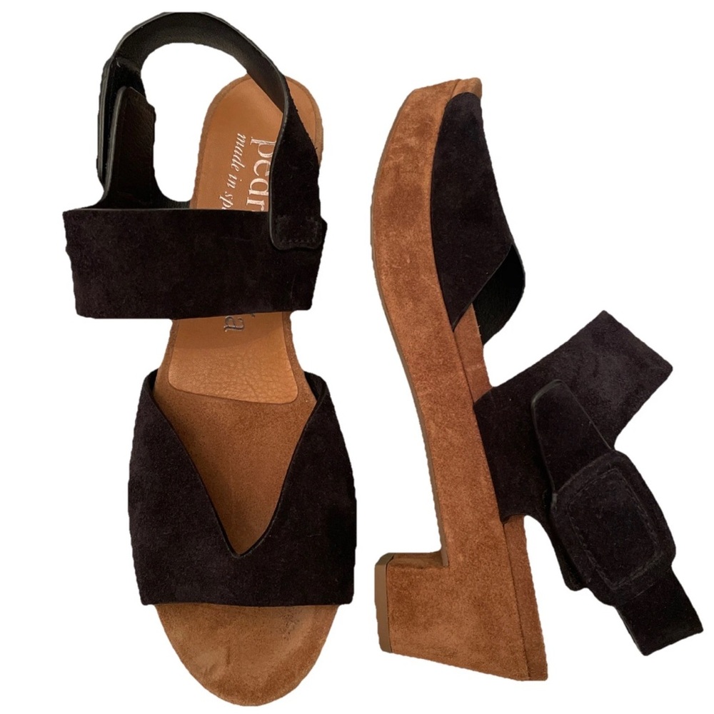 Pedro Garcia Brown and Black Suede Platform Sandals / Size 38.5